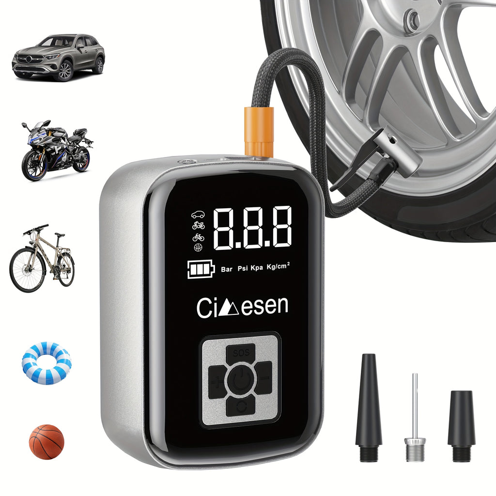 Portable Tire Inflator Cordless Air Compressor – 100W Digital Display, 4000mAh USB-C Fast Charge, 5 Modes, Multi-Nozzle, for Car Motorcycle Bicycle Tires & Sports Balls, 6 Colors