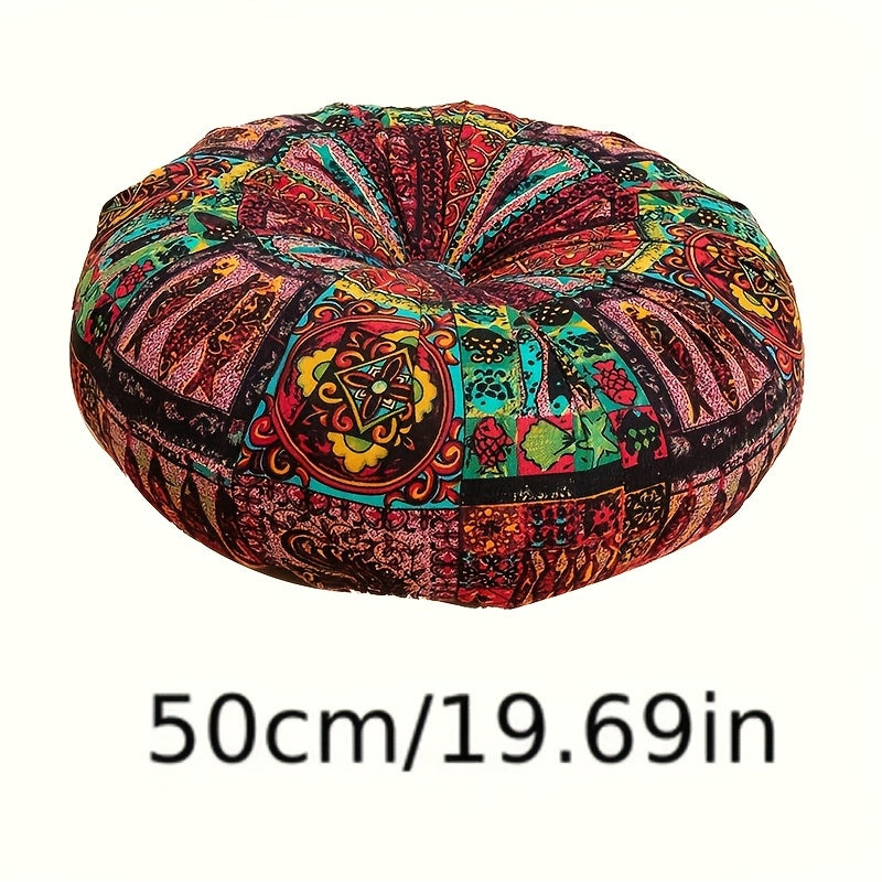 Boho Round Floor Cushion Pillow Thick Filling - Bohemian Decorative Accent Pillow for Sofa Living Room Bedroom, 6 Colors, 2 Sizes