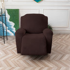 Jacquard Leaf Recliner Chair Cover 4-Piece Stretch Slipcover with Storage Pocket | Furniture Protector for Living Room Recliner, 6 Colors — Dark Gray Beige Wine Red Light Grey Chocolate Light Blue