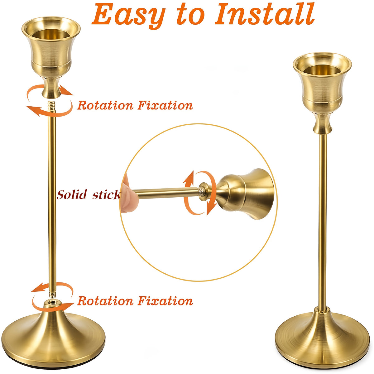 Metal Taper Candle Holders Set Elegant Detachable Base for Wedding Centerpiece Candlelit Dinner Table Decor Home Accent Copper and Black Set of 6 12 36