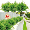 UV-Resistant Artificial Boston Ferns Bulk Set 20pcs – Faux Outdoor Fern Plants for Home, Office, Garden, Patio & Yard Decor, Realistic Lifelike Plastic Greenery