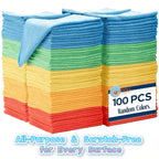 Microfiber Cleaning Cloths 100 Pack Bulk Set - Super Absorbent Fast-Drying Streak-Free Reusable Cleaning Towels for Kitchen Bathroom Car & Furniture Multicolor Assorted