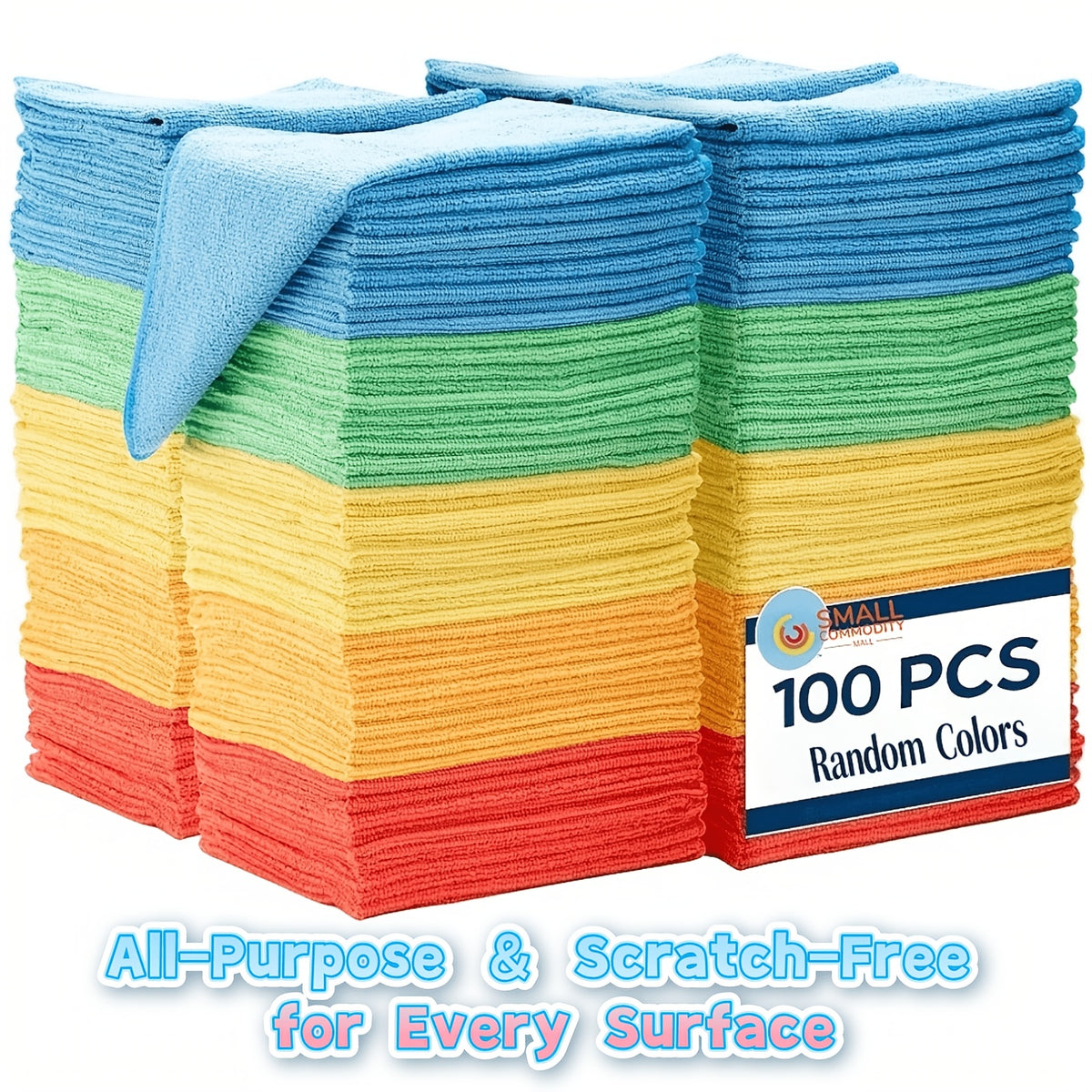 Microfiber Cleaning Cloths 100 Pack Bulk Set - Super Absorbent Fast-Drying Streak-Free Reusable Cleaning Towels for Kitchen Bathroom Car & Furniture Multicolor Assorted