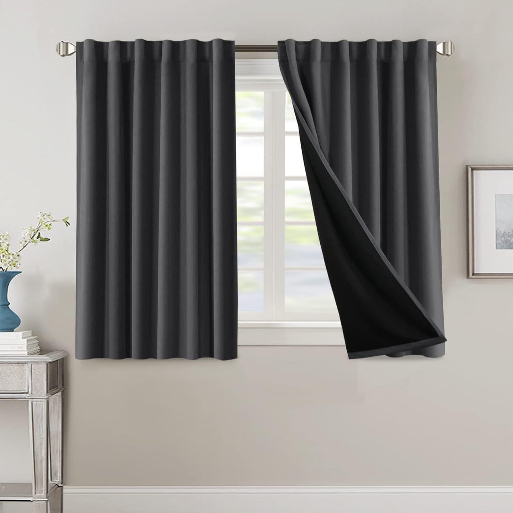 Blackout Curtains 2 Panels 100% Room Darkening 96 Inch Long – Triple Weave Thermal Insulated Back Tab & Rod Pocket Window Drapes for Bedroom & Living Room