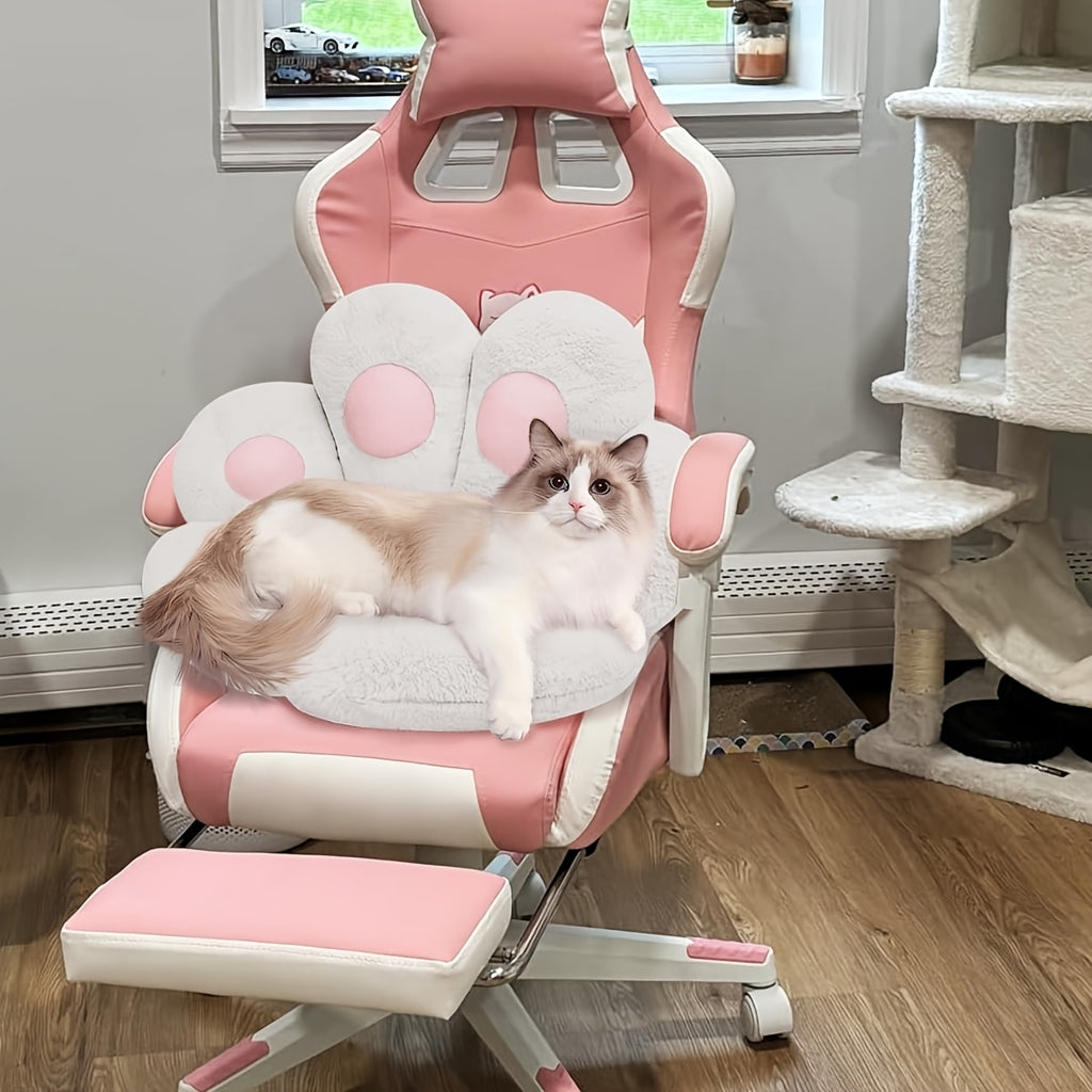 Cat Paw Cushion Jumbo Plush 23.6"x27.6", Oversized Cute Cat Paw Print Pillow with Quilted Cover & Filling for Office Chair, Gaming Chair, Bed & Floor Decor