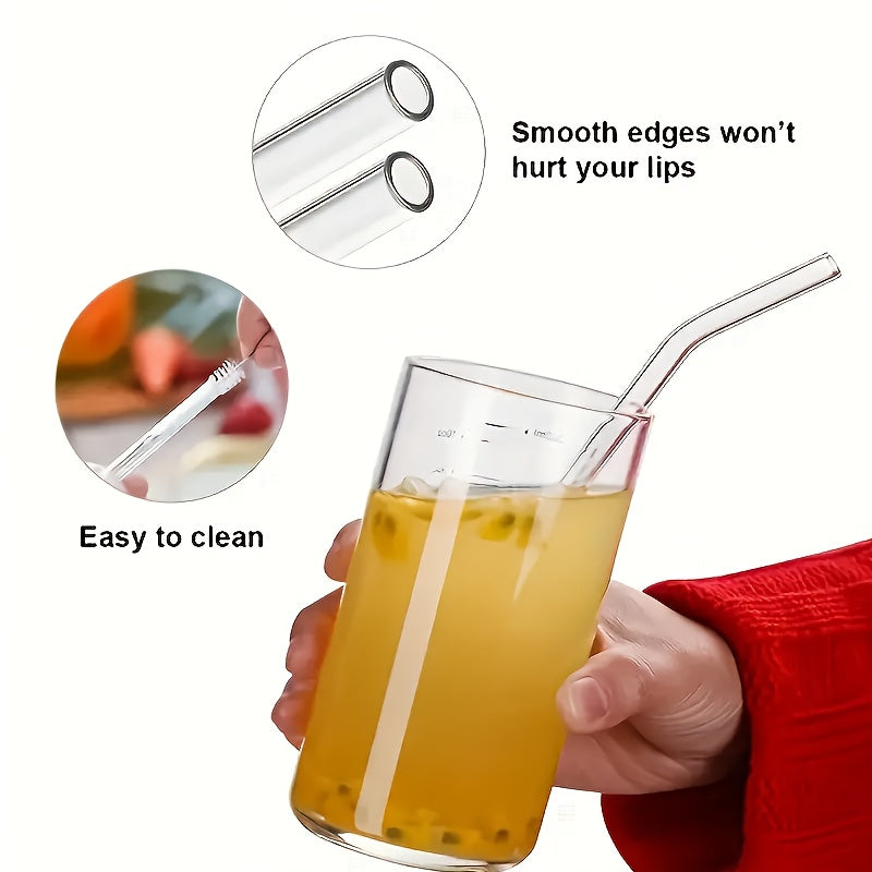 Reusable Glass Straws Set 12pcs with 4 Cleaning Brushes BPA Free Borosilicate Heat Resistant Drinking Straws for Smoothies Coffee Tea Milkshakes - Straight & Bent Glass Straws 8.5 Inch 10mm
