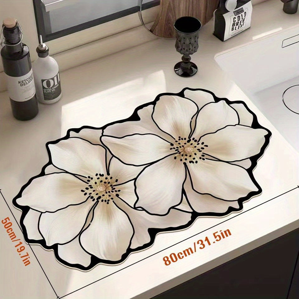 Diatom Mud Mat – Super Absorbent Quick-Dry Non-Slip Floor Mat for Bathroom, Kitchen & Living Room, Flower-Shaped Draining Mat, Home Decor Bath Mat, Multiple Sizes