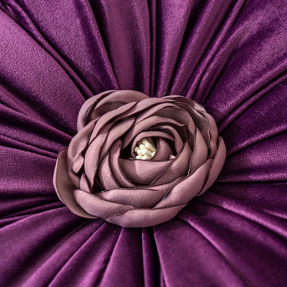 Velvet Flower-Shaped Throw Pillow with Pillow Core - Elegant Round Cushion for Sofa Bed and Living Room Decor Christmas Home Decoration Gift