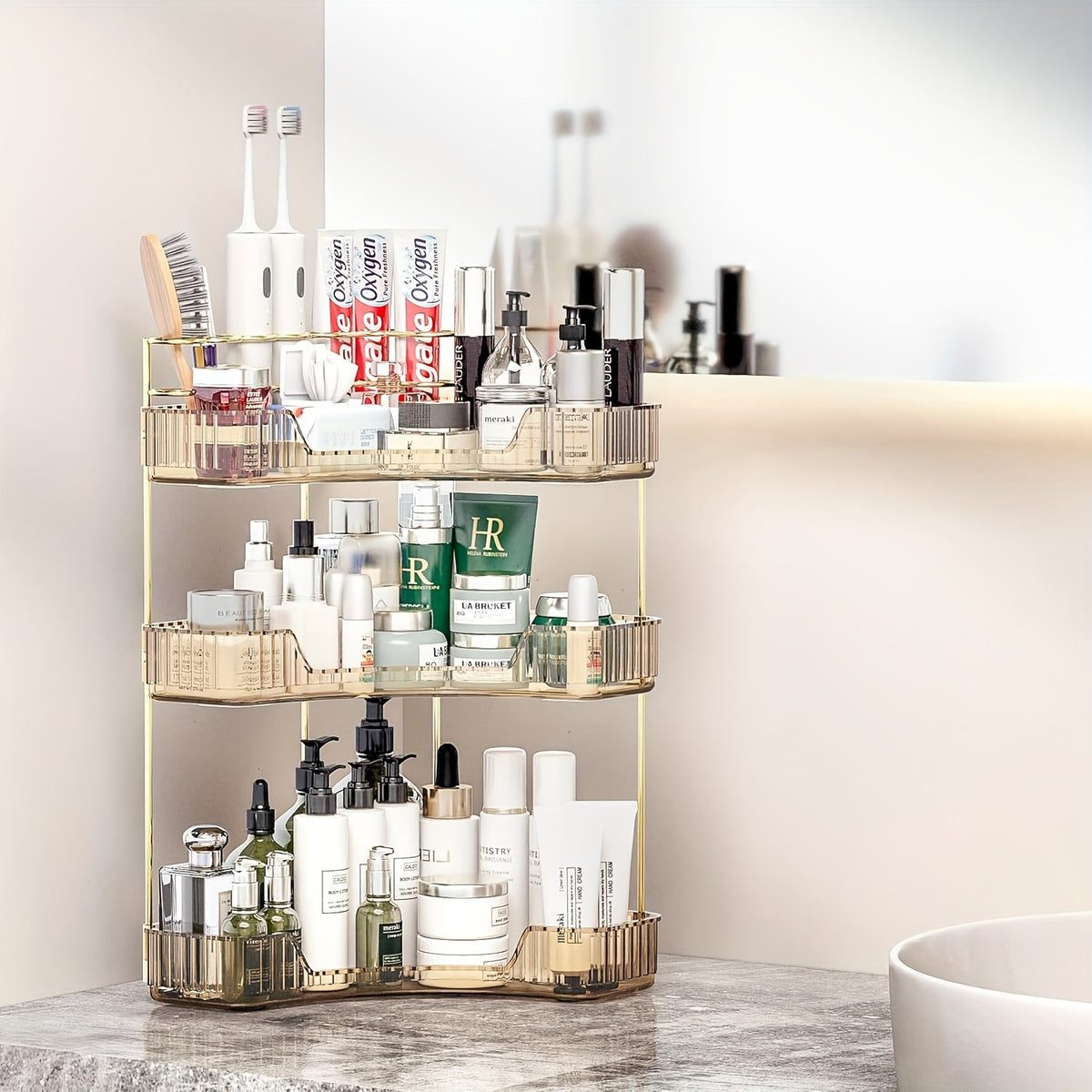 Corner Shower Shelf Bathroom Organizer with 2 or 3 Tiers - Space Saving Corner Storage Rack for Cosmetics, Toothbrush & Toiletries, Lightweight Caddy for Bathroom, Bedroom & Kitchen