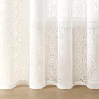 French Retro Lace Embroidered Chiffon Curtain – Romantic White Mesh Sheer Panel, Pole Pocket Top for Living Room Bedroom Partition, 4 Sizes