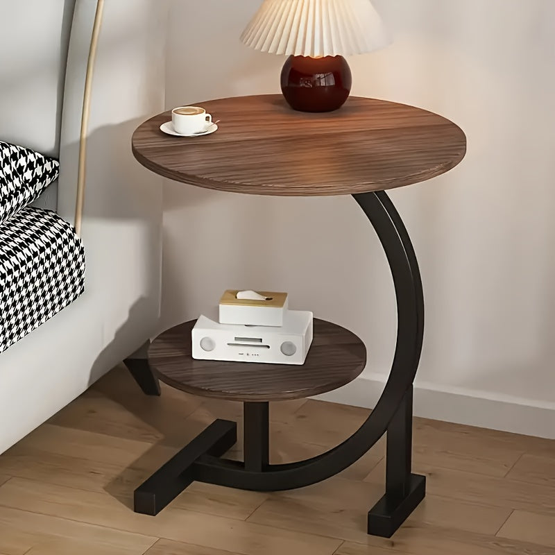 Marble Pattern Wrought Iron Side Table Modern Minimalist Sofa End Table for Living Room Bedroom Small Space
