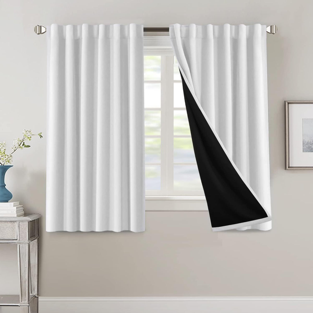 Blackout Curtains 2 Panels 100% Room Darkening 96 Inch Long – Triple Weave Thermal Insulated Back Tab & Rod Pocket Window Drapes for Bedroom & Living Room