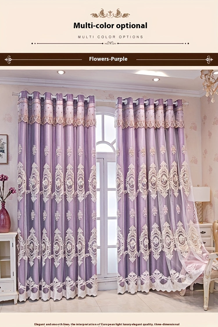 Luxury Blackout Curtains for Bedroom Living Room, European 3D Jacquard Embroidery Grommet Top Window Drapes, Thermal Insulated Light Blocking Machine Washable Panels