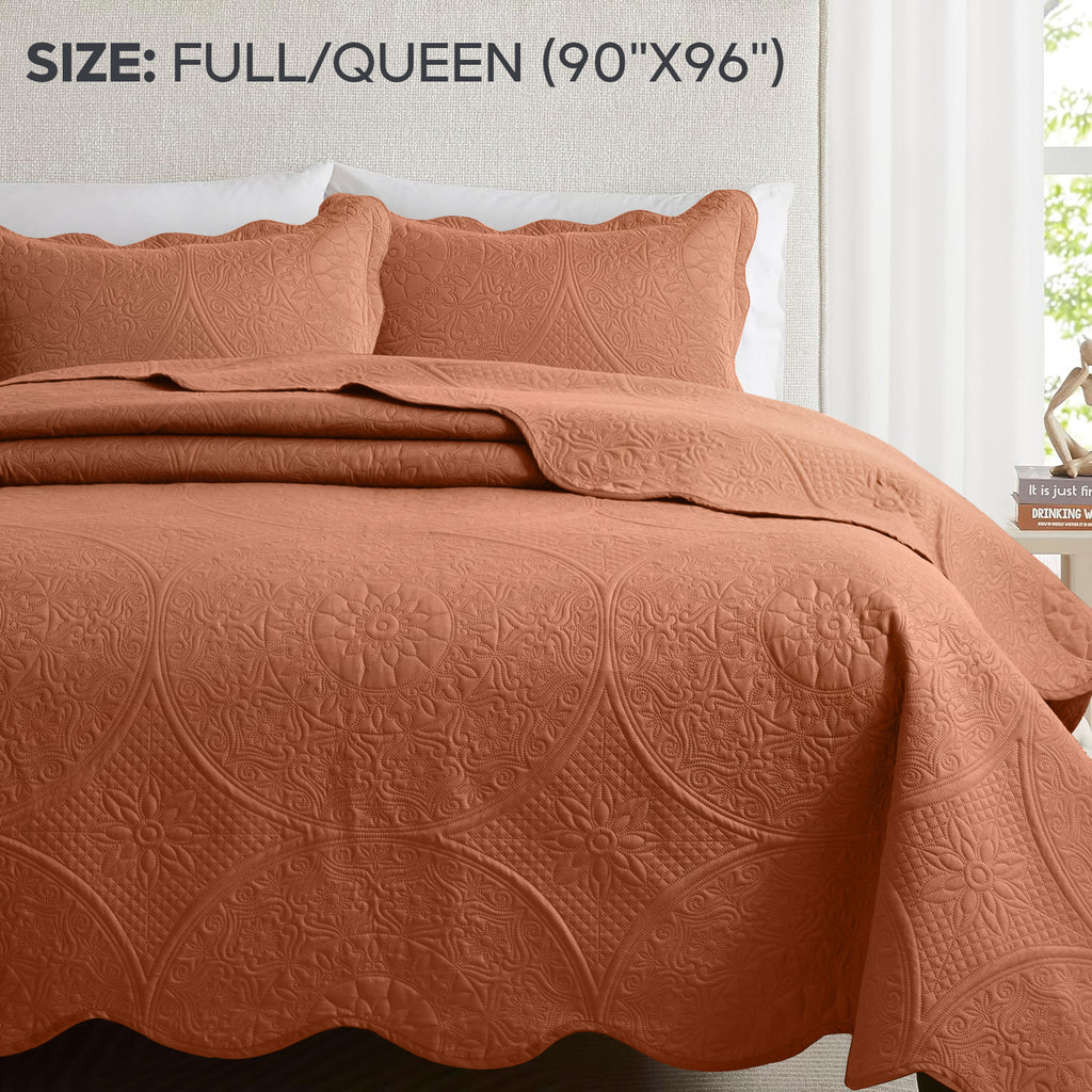Luxury Quilted Bedspread Set 3 Piece Floral Coverlet with Pillow Shams Breathable Lightweight All Season - Twin Queen King California King 16 Colors