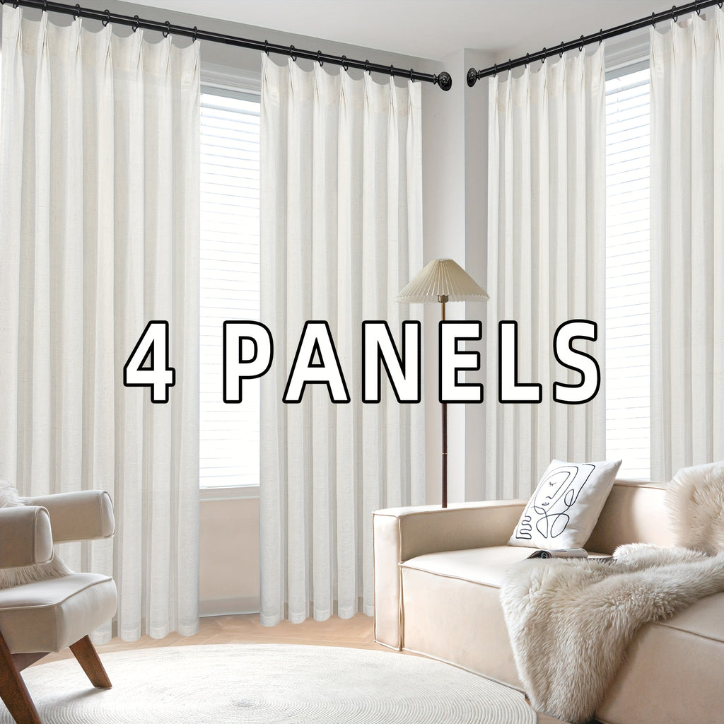 Pinch Pleated Textured Semi-Sheer Curtains – Farmhouse & Modern Rustic, Back Tab | Living Room & Bedroom | 2 Colors, 12 Sizes | Packs of 2 & 4 | Nuvia Haven