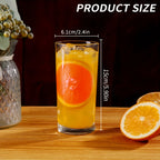 Glass Highball Cups 6pcs Thick Bottom Lead-Free Reusable Drinkware – Heavy Base for Stability, Modern Minimalist Glasses for Juice, Milk, Water & Cocktails | Home & Party