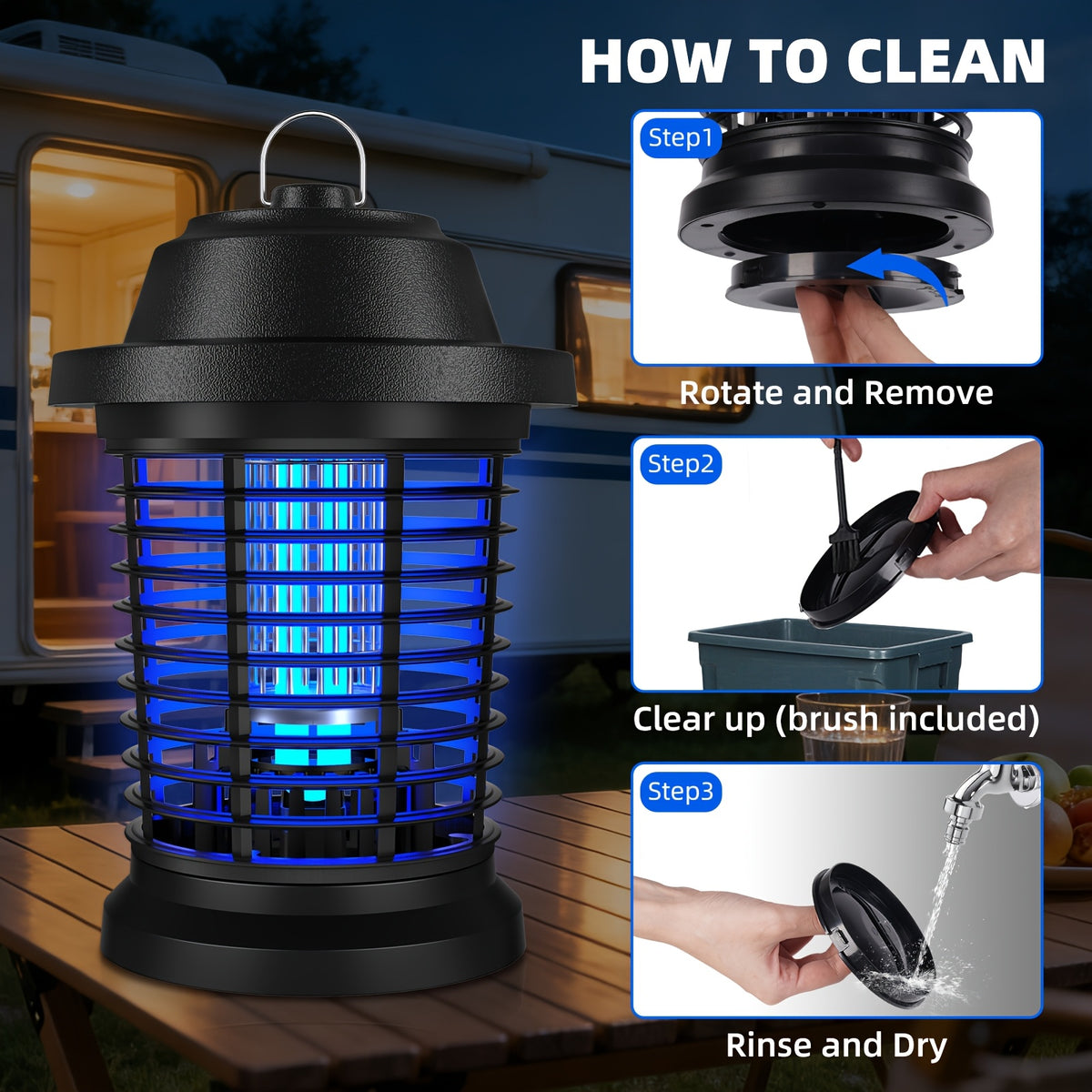 Bug Zapper Electric Mosquito Zapper Fly Trap Lamp 4000 Sq Ft Coverage 1000V Power Grid Easy Clean Removable Tray Indoor Outdoor Insect Killer Gift for Family