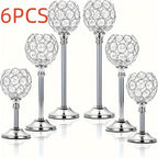Crystal Candelabra Centerpiece Set of 6 – Elegant Wedding Table Decoration, Candlelit Dinner Photo Props, Birthday Anniversary Party Decor for Home Hotel Banquet (Candles Not Included)