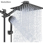 3-Way Rain Shower Head System Dual Heads with Handheld Spray High Pressure Extension Arm 8 10 12 Inch Black Chrome