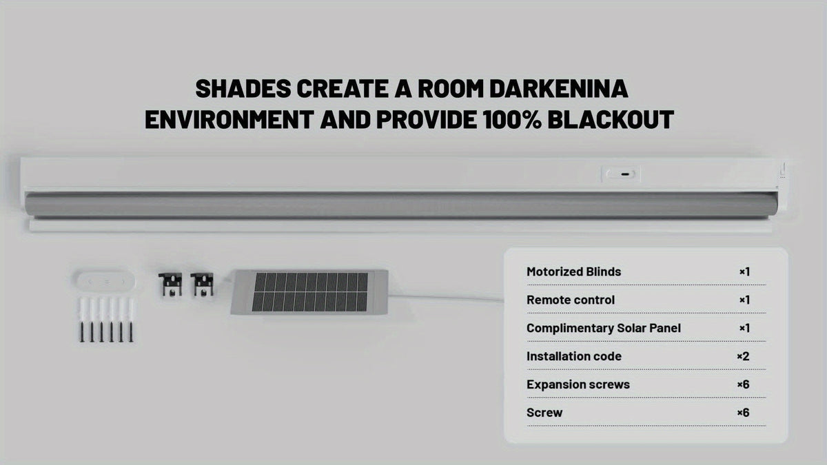 Solar Powered Electric Roller Blind Remote Controlled Blackout Shade | Smart Motorized Window Blind Silver-Back Polyester for Home Office, 20 Width Options, White Grey Black