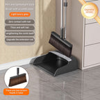 Broom and Dustpan Set with 51 Inch Adjustable Long Handle 2 Interchangeable Broom Heads – No-Bend Upright Sweeping Set for Indoor Outdoor Home Office Kitchen Garden