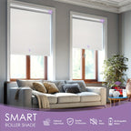 Solar Powered Electric Roller Blind Remote Controlled Blackout Shade | Smart Motorized Window Blind Silver-Back Polyester for Home Office, 20 Width Options, White Grey Black