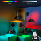 RGB Wireless Wall Sconce Set of 2 – Battery Operated Dimmable Wall Lamp with Remote, 13 Color Modes, Timer & Memory Function for Bedroom & Living Room