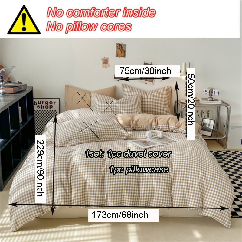 Plaid Print Duvet Cover Set 2-3 Piece with Pillowcases No Insert Minimalist Soft Comfortable Bedding - Twin Twin XL Full Queen King Bedroom Guest Room