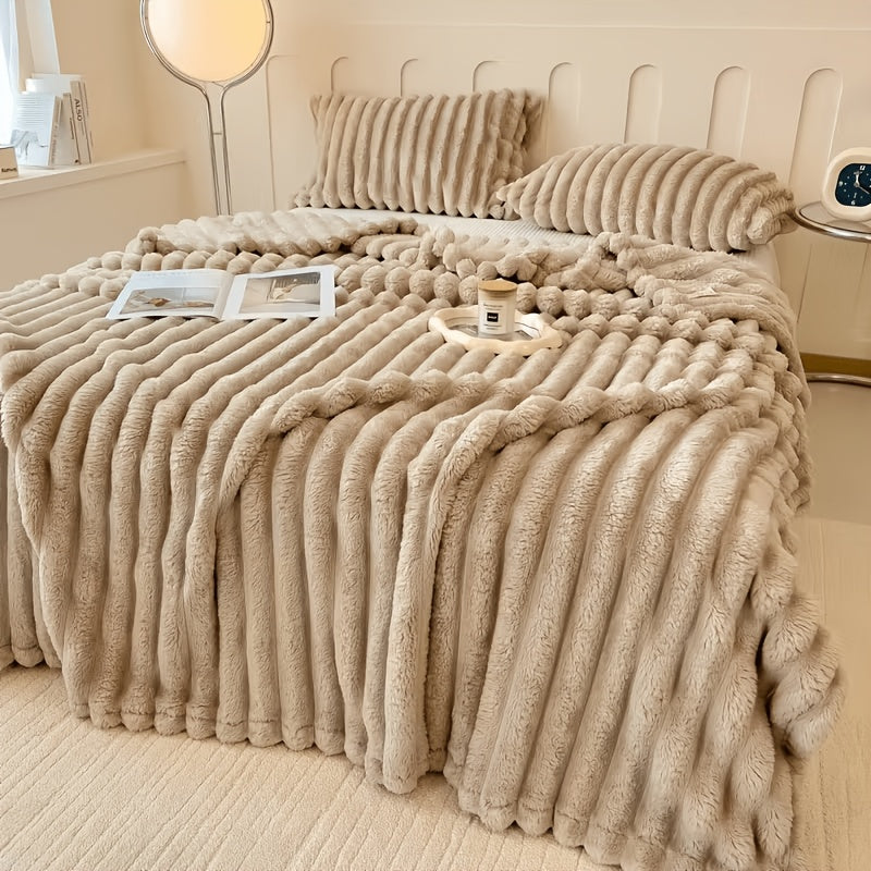 Faux Rabbit Fur Blanket Ultra-Soft Plush Throw for Bed & Couch – Lightweight Cozy Blanket in 8 Colors, Twin to King Size, Safe for Kids & Adults