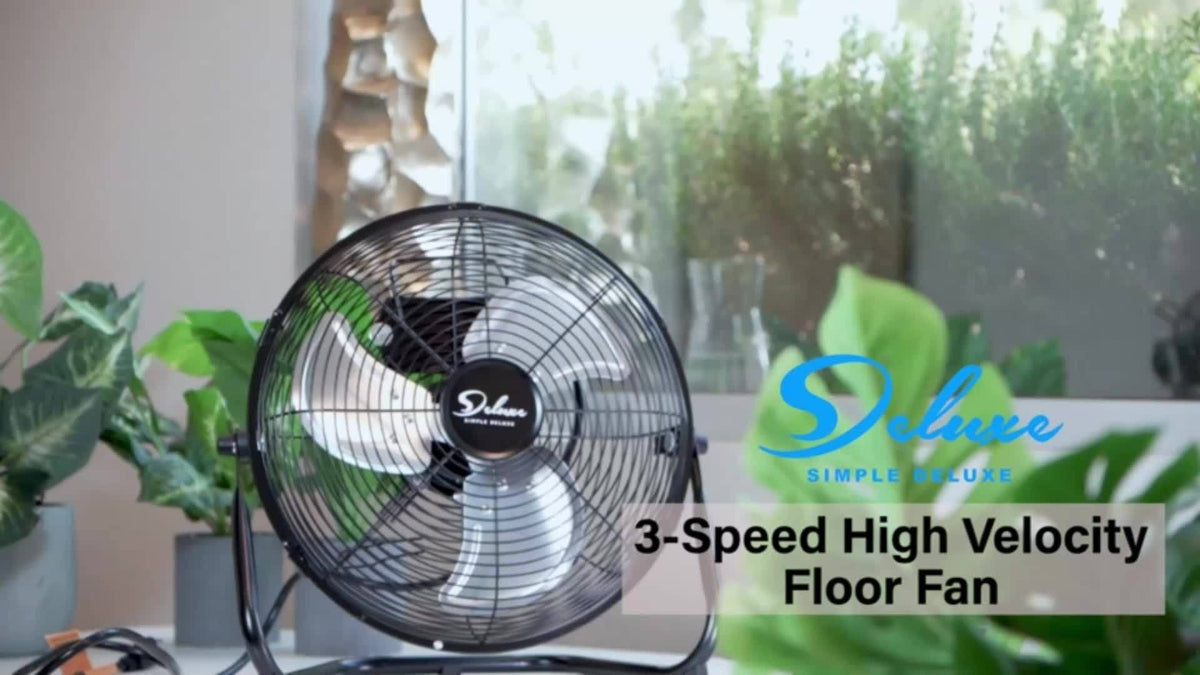 18" Industrial High Velocity Floor Fan – 3 Speed Heavy Duty Metal Fan for Warehouse, Workshop, Factory & Basement | 110V-240V | Black