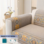 Chenille Sofa Slipcover Non-Slip Removable Couch Cover, 100% Polyester Boho Vintage Style Sofa Towel for 1 to 4-Seater Sofas & Armrests, Four Seasons Universal Home Decor in Dark Gray, Light Gray & Blue