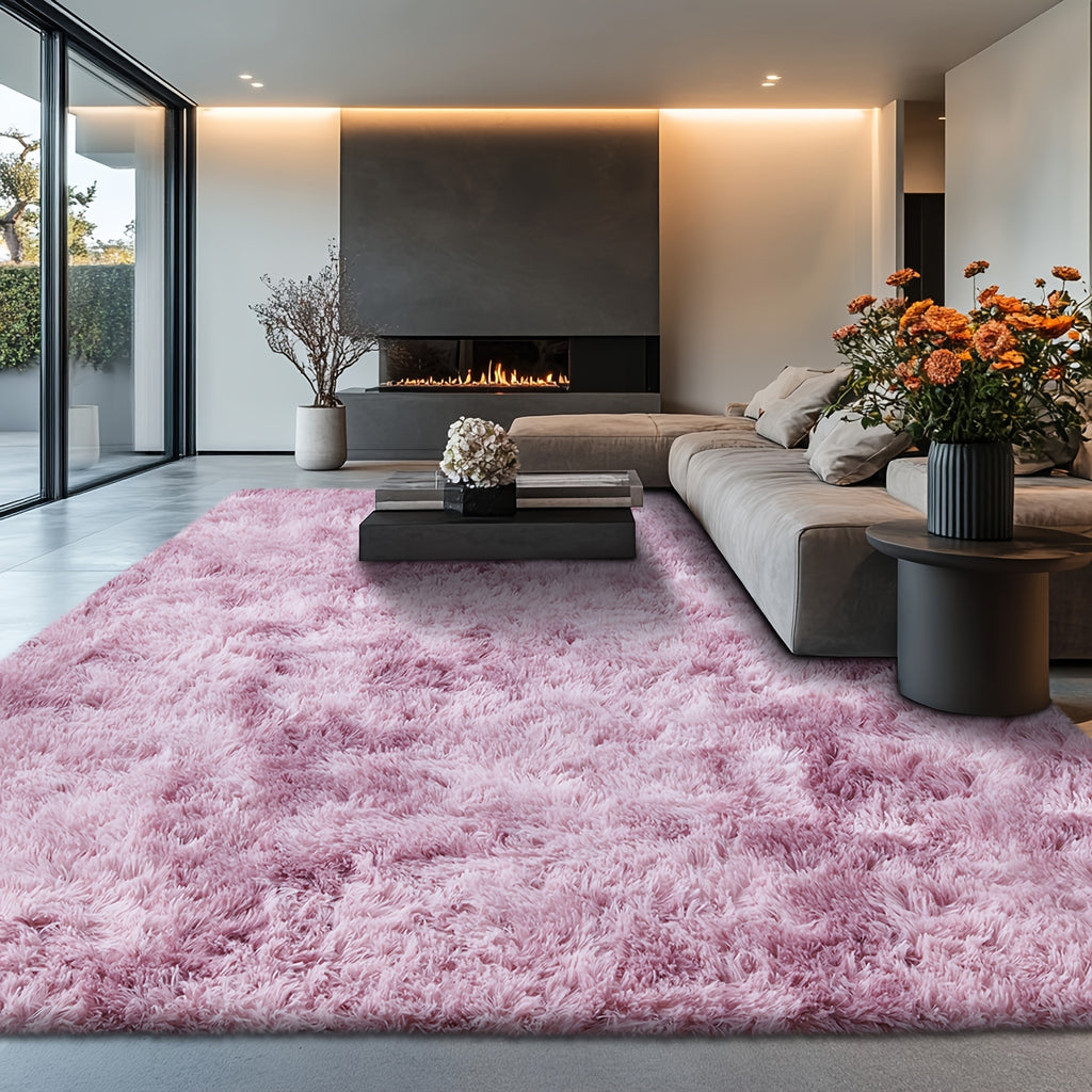 Velvet Shag Area Rug with Non-Slip Backing – Super Soft Plush Indoor Carpet for Living Room, Bedroom & Kitchen, Tie-Dye & Solid Colors, 5 Sizes