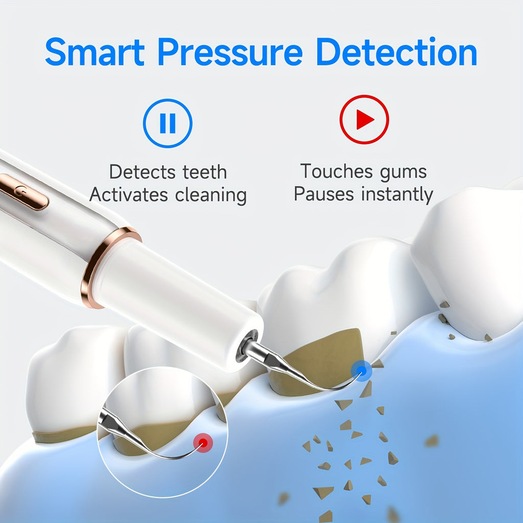 Rechargeable Electric Tooth Cleaner – 5-Speed Dental Plaque Remover with LED Light, USB Charging, Mirror & 2 Replaceable Brush Heads, Teeth Gap Cleaning Tool