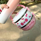 Hello Kitty Stainless Steel Lunch Box Bento Box for Girls - Officially Licensed Sanrio Cute Pink 2-Tier & 3-Layer Portable Lunch Container for School Picnic Kids Women, Food-Safe 304 Steel