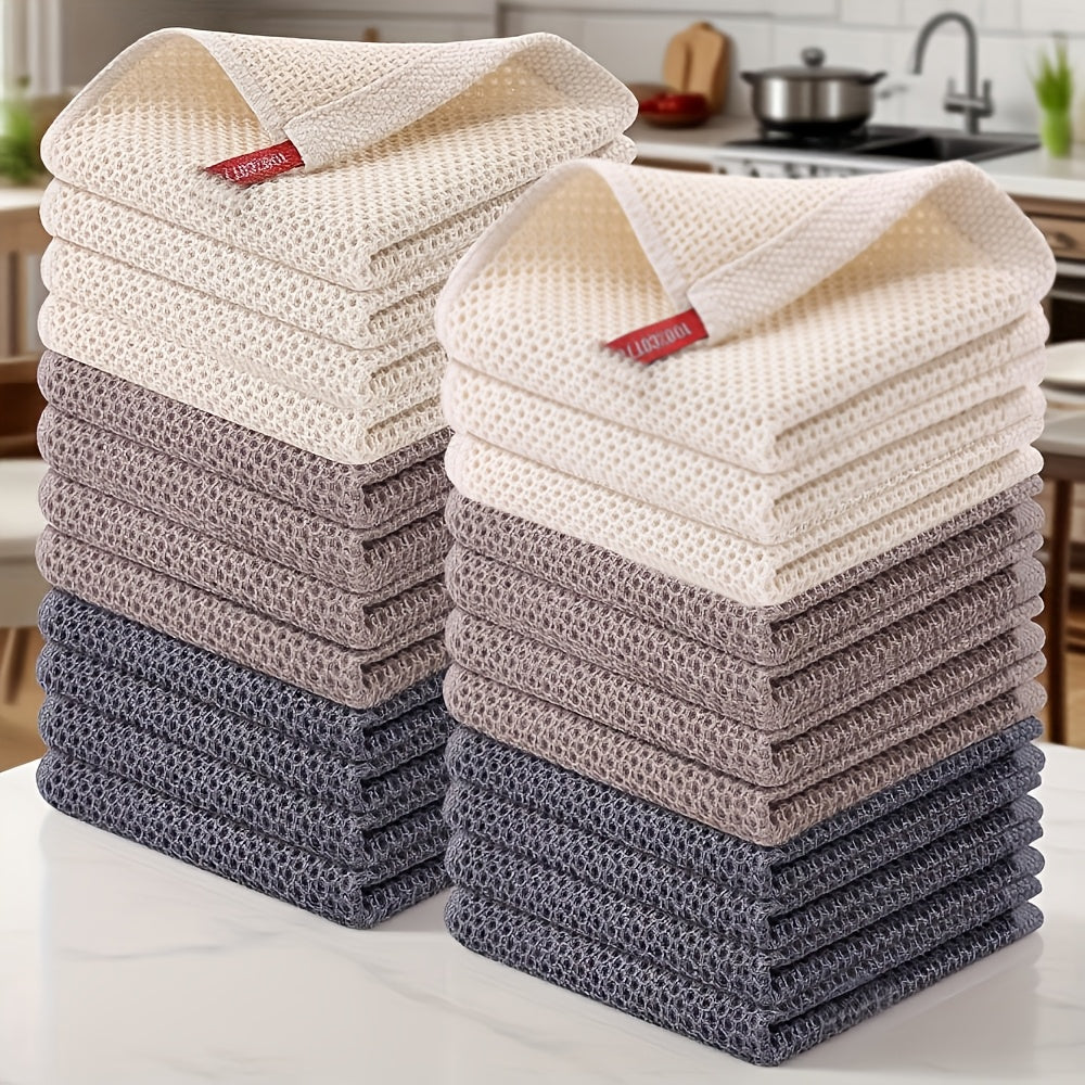 23-Piece Cotton Waffle Weave Kitchen Dish Cloths Set Absorbent Quick-Dry Dish Towels 12x12 Inch Multi-Color Options
