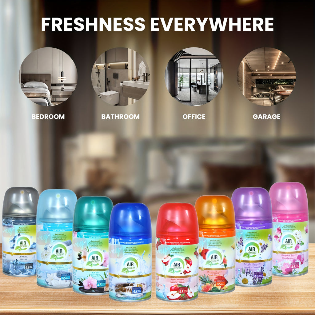 8-Scent Automatic Air Freshener Refills 5-Pack or 2-Pack – Odor Eliminator Room Spray for Home Bathroom Car Office Closet Fabric, Multi-Scent Fresh
