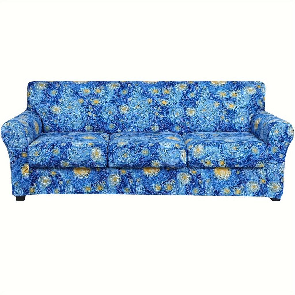 Boho Floral Sofa Slipcover Set with Separate Seat Cushion Covers – Washable Stretch Couch Cover for Armchair Loveseat Sofa, Drawstring Fit, Pet Friendly, 6 Colors