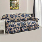 High-Stretch Print Sofa Cover with Non-Slip Fixed Rod All-Season Snug-Fit Couch Slipcover – Stable, Beautiful & Practical Furniture Protector for Living Room, Skirt Style Design
