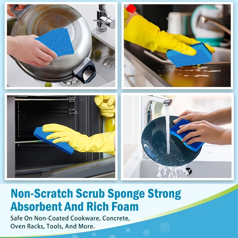 Non-Scratch Dishwashing Sponge 50 Pack Bulk Kitchen Sponges for Dishes Pots Pans Surfaces Scrub Sponge Removes Stuck-On Food Without Scratching Daily Cleaning