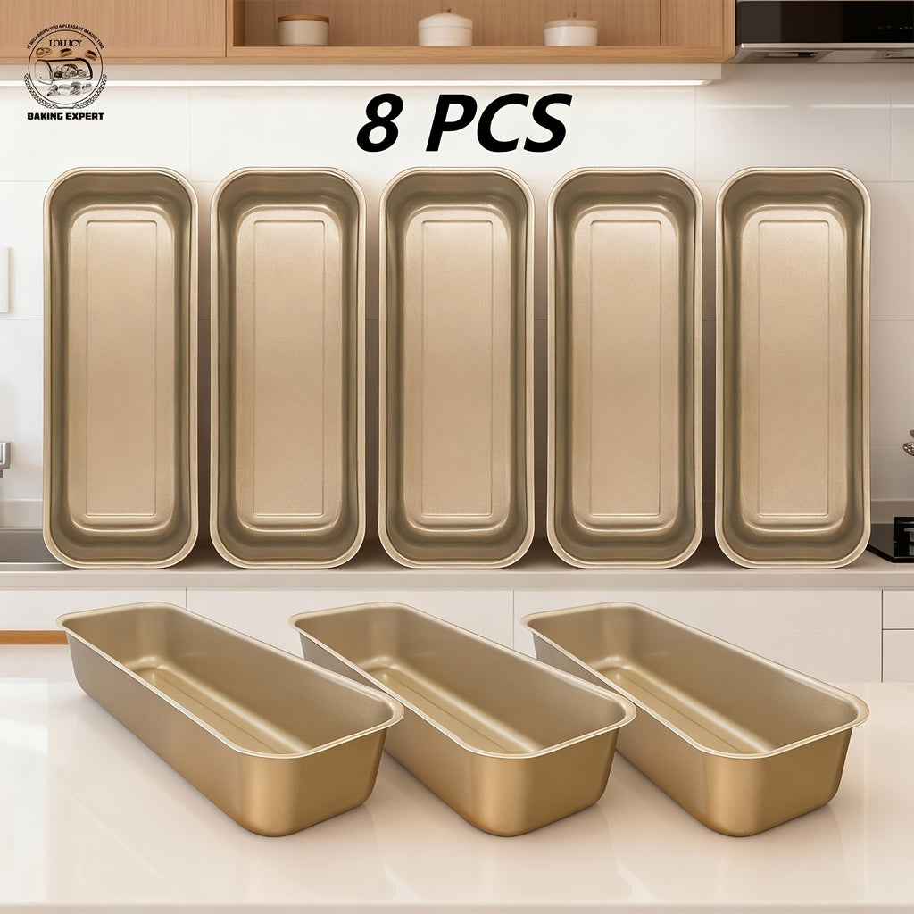 Golden Loaf Pan Set - 4 or 8 Piece, 33cm/12.99 Inch Nonstick Bread Pan for Oven Baking, Pound Cake, Toast & Holiday Baking, Bundle Options with Bread Box, Baking Pan & Cooling Rack