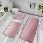 Plush Memory Foam Bath Mat Set 3 Piece – Soft Non-Slip Fast Absorbent Machine Washable Thickened Bath Rug for Bathroom, Shower, Kitchen & Bedroom – 9 Colors