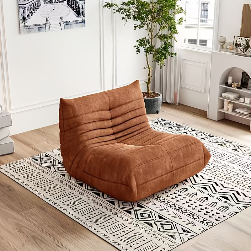 Caterpillar Floor Bean Bag Sofa – Teddy Velvet High-Density Foam Ergonomic Lounge Sofa, 1-2-3 Person, for Living Room Bedroom Game Room, Multiple Colors