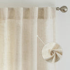 Linen Semi-Sheer Curtains 2 Panels Real Flax Light Filtering Drapes - Boho Farmhouse Window Curtains for Living Room Bedroom, 10 Colors Multiple Lengths Privacy Window Treatment