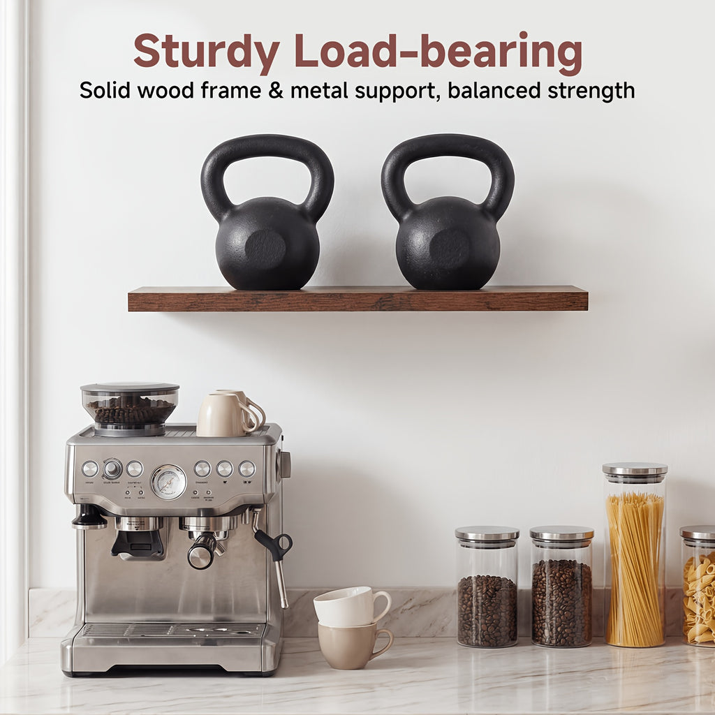 Floating Shelves for Wall 4-Pack 15.8 Inch - Brown Wall Mounted Shelf with Invisible Bracket for Bathroom, Living Room, Bedroom, Kitchen & Office Decor