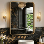Metal Framed Rounded Rectangle Wall Mirror for Bathroom – Over Sink, Horizontal or Vertical Hanging, Modern Farmhouse Decor, Matte Black, Gold & Silver, Multiple Sizes 16x20 to 36x48 In
