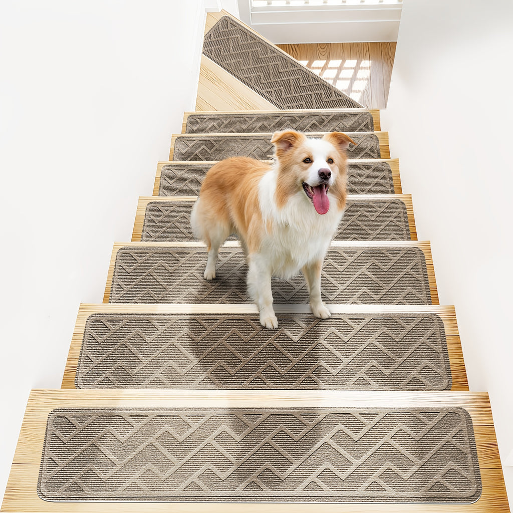 Non-Slip Stair Treads Self-Adhesive 4mm TPR Stair Mats for Hardwood Floors Indoor Stairs Carpet Pads 6pcs or 15pcs Set
