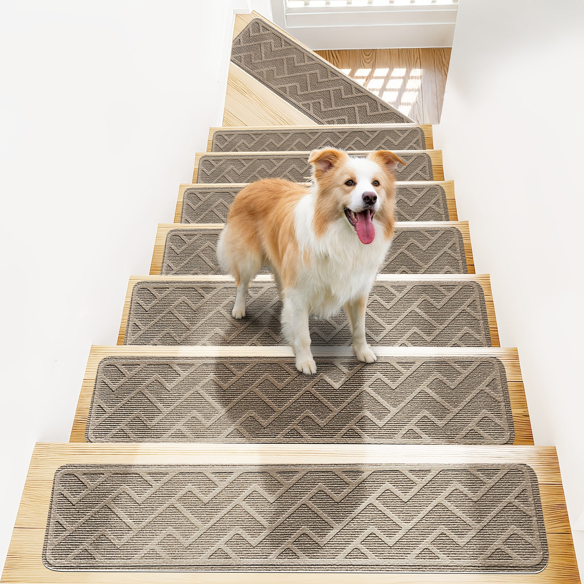 Non-Slip Stair Treads Self-Adhesive 4mm TPR Stair Mats for Hardwood Floors Indoor Stairs Carpet Pads 6pcs or 15pcs Set