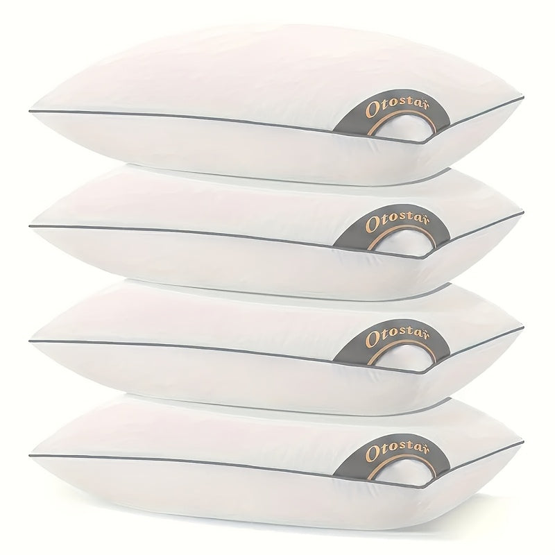 Firm Supportive Sleep Pillows Set 2/4 Pack – Hotel-Grade Cool-Touch, Soft Fiber Fill, Back Stomach Side Sleeper Pillow Standard Queen King