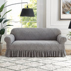 Ruffle Skirt Jacquard Fleece Sofa Cover High Stretch Slipcover Universal Elastic Washable Furniture Protector 1 2 3 4 Seater Living Room Bedroom Office RV