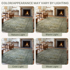 Sage Green Runner Rug Machine Washable Non-Slip - Boho Vintage Distressed Low Pile Flat Rug for Hallway Kitchen Entryway, Ultra-Thin Under-Door Fit, 11 Sizes